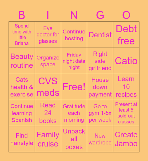 2025 Dream Year Bingo Card