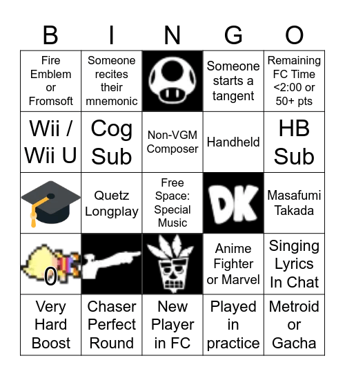 The Chase VGM Bingo Card