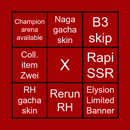 Christmas NIKKE Livestream Bingo Card