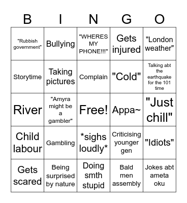 Kundasan Bingo Card
