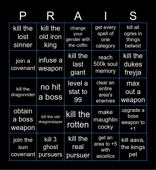 Dark souls 2 Bingo card Bingo Card