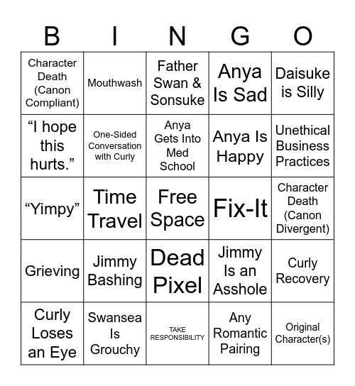 Mouthwashing Fanfic Bingo Card Bingo Card