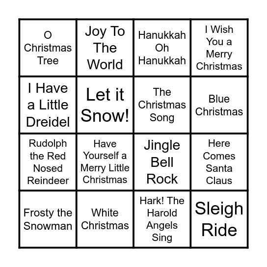 Christmas Music Bingo Card