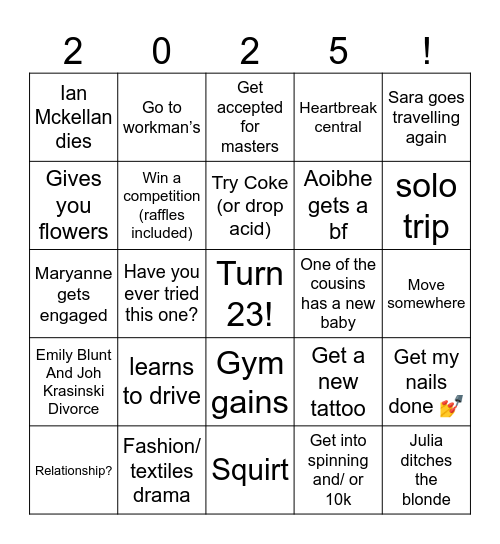 2025 Bingo Card