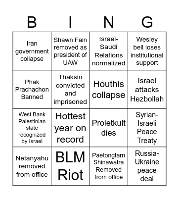 Total Societal Collapse Bingo Card