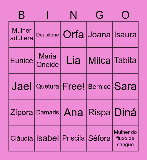 Bingo mulheres da Bíblia Bingo Card
