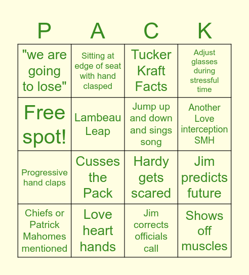 Jimbo Bingo Card