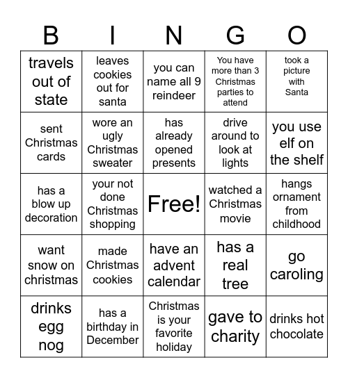 Christmas Bingo Card