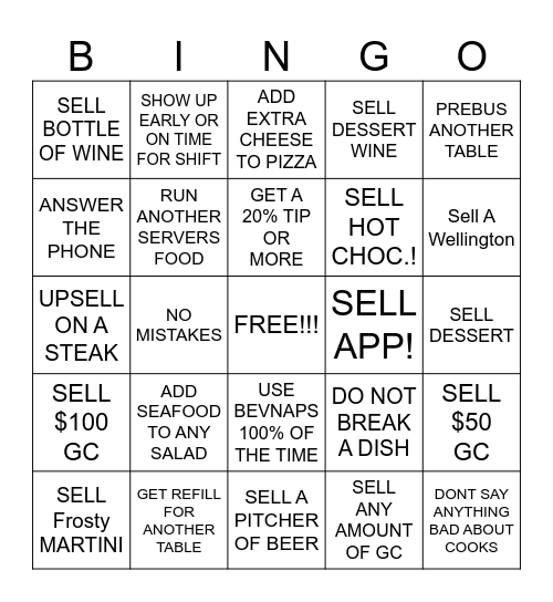 SERVER BINGO Card