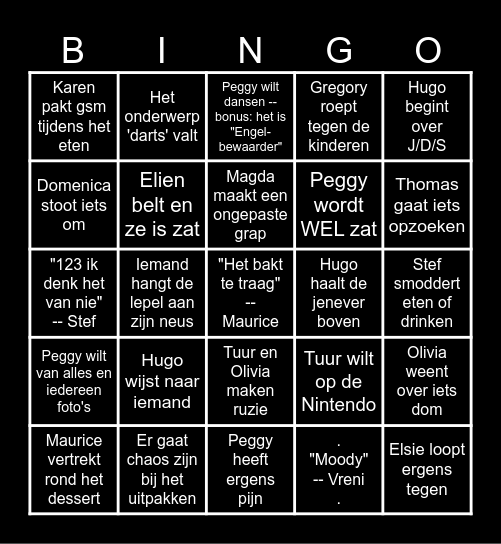 Geheime kerstbingo Card