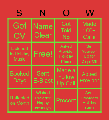 Holiday Bingo Card