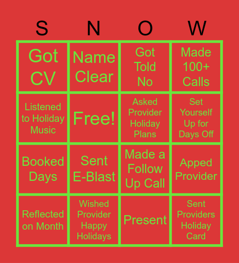 Holiday Bingo Card