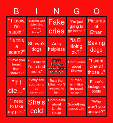 Grandma Jeanie Bingo Card