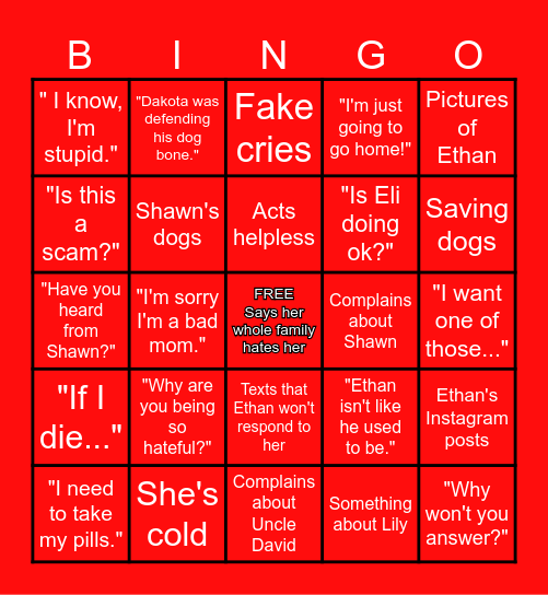 Grandma Jeanie Bingo Card