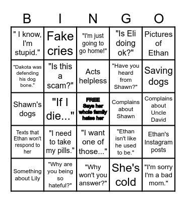 Grandma Jeanie Bingo Card