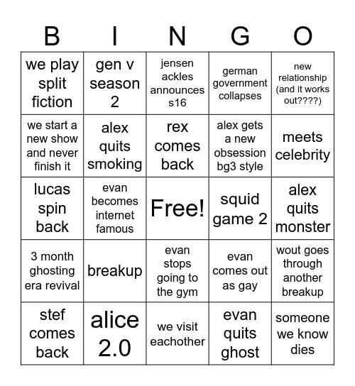 2025 bingo Card