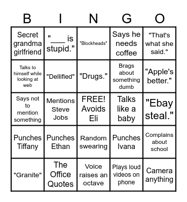 Coy - Duh! Bingo Card