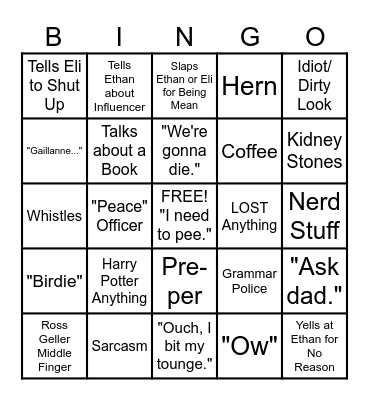 Tiffany Bingo Card