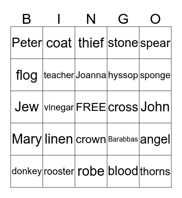 Easter Remembered Bingo Card