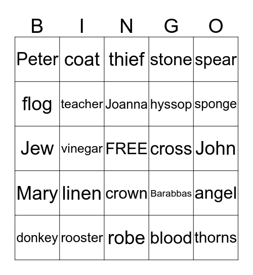 Easter Remembered Bingo Card