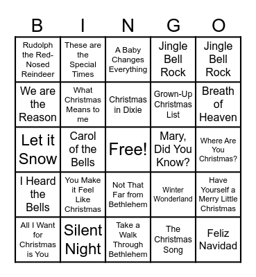 Christmas Singo Bingo Card