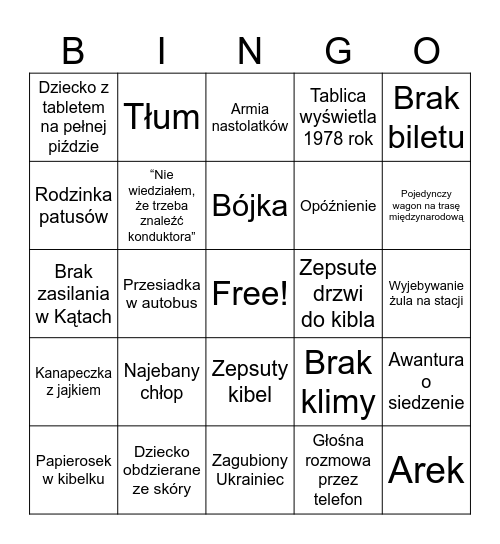 Bingo PKP Bingo Card