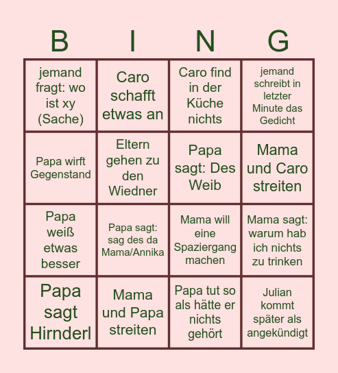 Mayerhofer Posch Leitner X-Mas Bingo Card