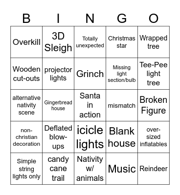 Christmas Decor Bingo Card