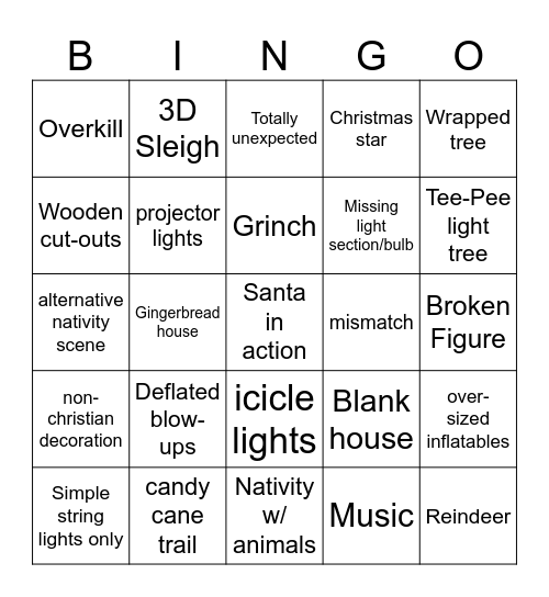 Christmas Decor Bingo Card