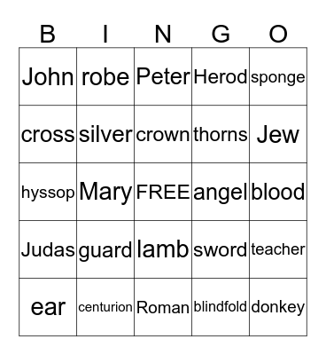 Easter Remembered Bingo Card