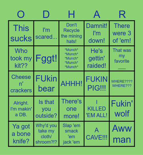 ODHAR RUST BINGO Card