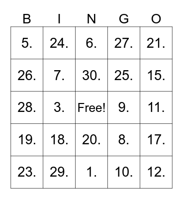 Thai GL Series Bingo Card