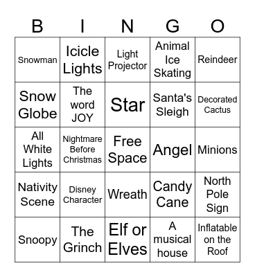 Christmas Light Bingo Card