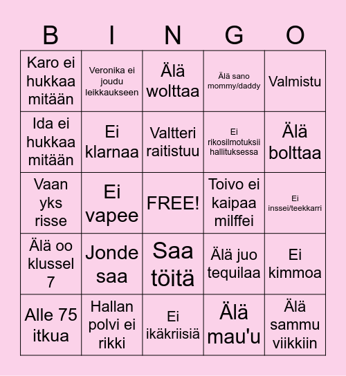 Karon 2025 Bingo Card