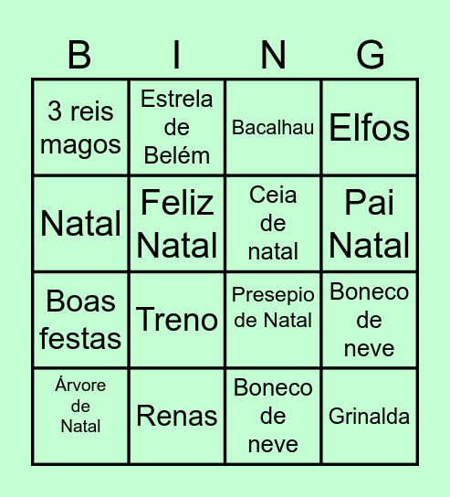 Natal Bingo Card