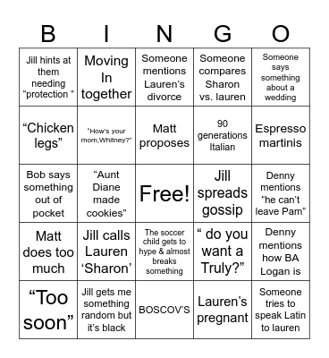 Family Xmas Bingo Card