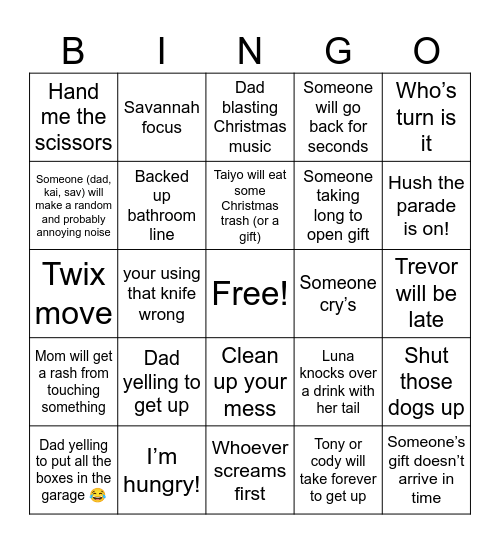 Christmas bingo Card