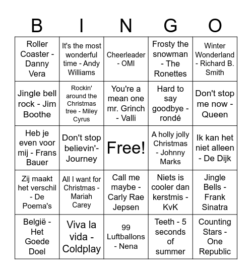Kerstbingo 2024 Fenna Bingo Card