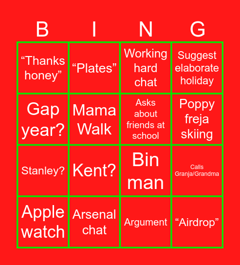 JUSIN BINGO! Bingo Card