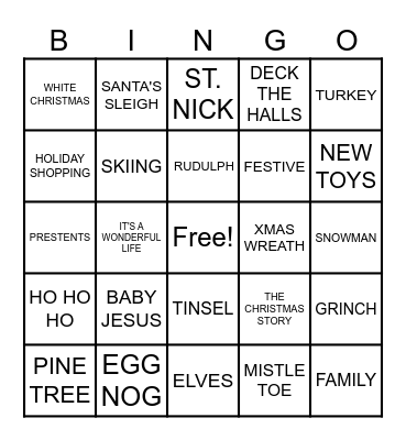 CHRISTMAS BINGO Card