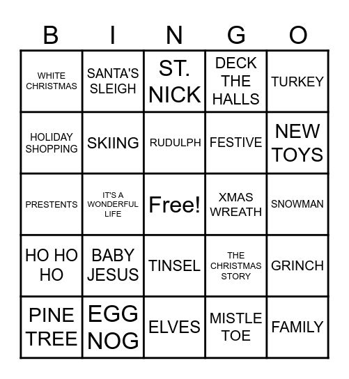 CHRISTMAS BINGO Card