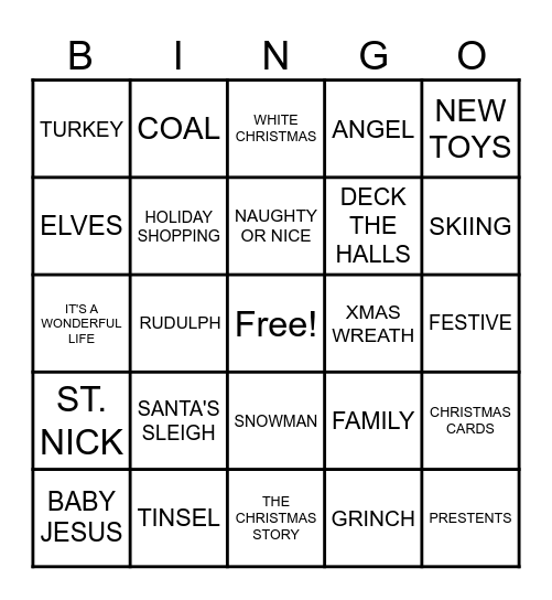 CHRISTMAS BINGO Card