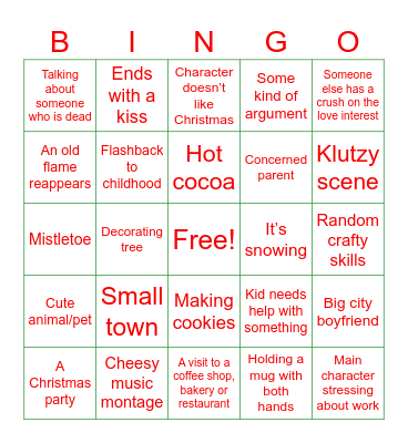 Hallmark Movie Bingo Card