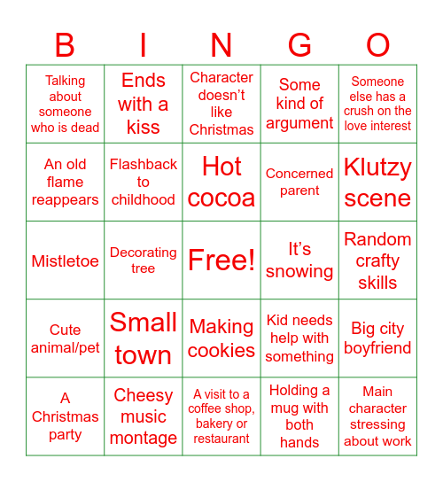 Hallmark Movie Bingo Card