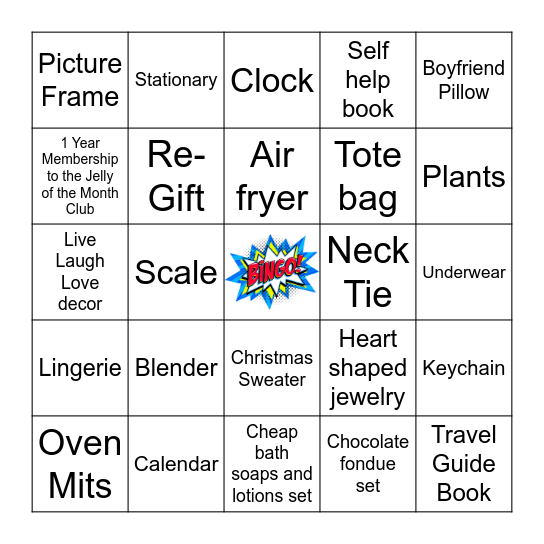 Bad Gift Bingo Card