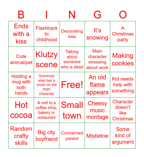 Hallmark Movie Bingo Card