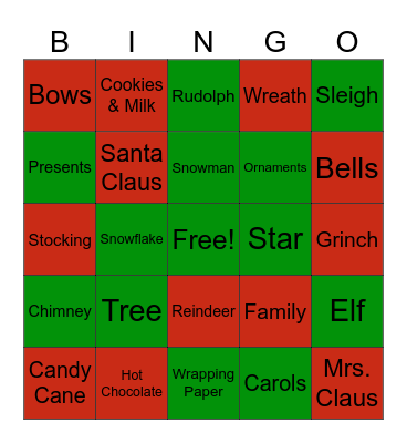 Holiday Bingo Card
