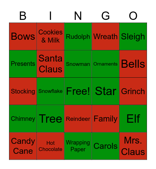 Holiday Bingo Card
