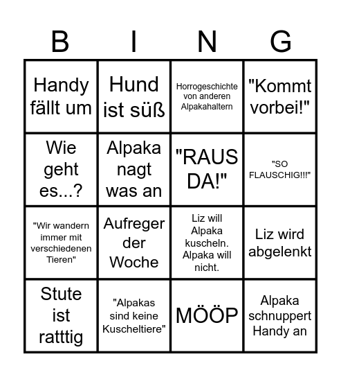 Liz' Live BINGO Card