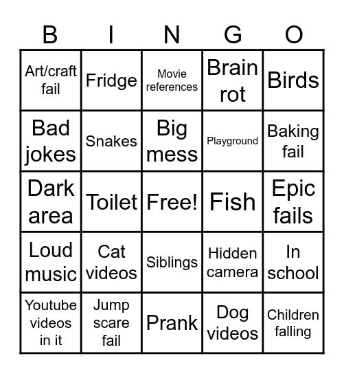 Try Not To Laugh Bingo Card